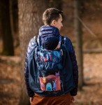 OSŁONKA Softshell 2w1- MaBiBi GRANAT \ Panel POTWORKI\ Kaptur POTWORKI (rozmiar - "starszak")